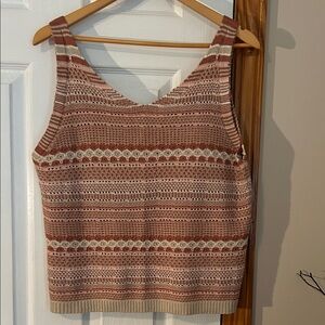 Lou & Grey Striped Knit Tank Top with Lace Detail